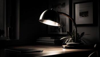 Modern design illuminates elegant domestic room at night photo