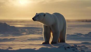 Large arctic mammal standing on ice floe generated by AI photo