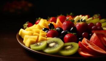 Fresh fruit salad with a gourmet twist generated by AI photo