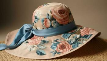 Straw hat fashion for summer vacations elegance generated by AI photo
