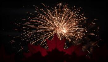 Vibrant colors exploding in firework display celebration generated by AI photo