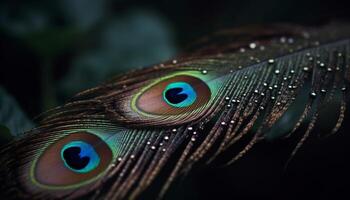 Peacock iridescent beauty shines in nature creativity generated by AI photo