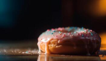 donut with chocolate icing and sprinkles generated by AI photo