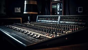 Professional sound engineer working at recording studio generated by AI photo