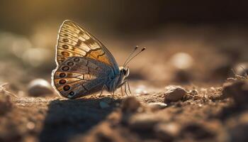 butterfly rests on yellow flower outdoors generated by AI photo