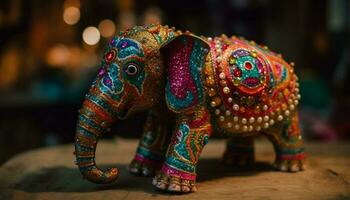 Ornate elephant sculpture symbolizes spirituality and indigenous culture generated by AI photo