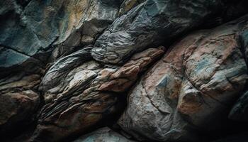 Rough sandstone cliff, eroded by wet nature generated by AI photo