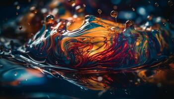 Vibrant colors in water create abstract wave pattern generated by AI photo