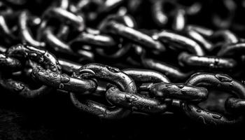 Interlocked steel chains create a strong connection generated by AI photo