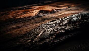 Nature design weathered hardwood plank, knotted wood grain generated by AI photo