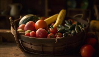 sano ensalada cuenco con Fresco de cosecha propia vegetales generado por ai foto