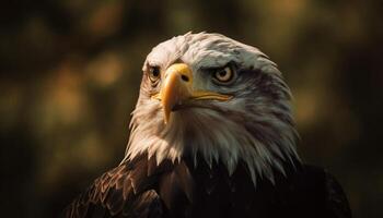 Majestic bird of prey perching on branch generated by AI photo