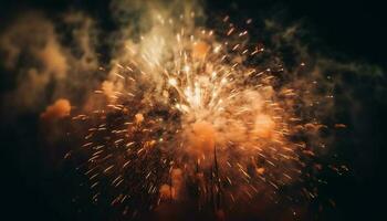verano celebracion enciende vibrante Fuegos artificiales monitor explosión generado por ai foto