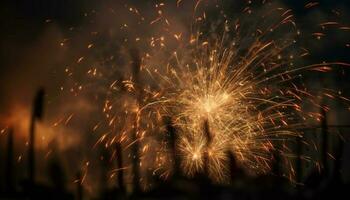 cuarto de julio celebracion vibrante fuegos artificiales explotar generado por ai foto