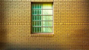 Abstract pattern of yellow brick and steel in modern architecture generated by AI photo