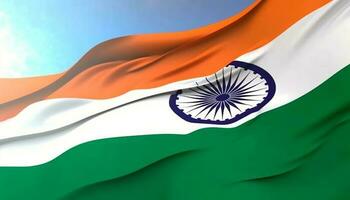 Waving Indian flag symbolizes patriotism and pride on Independence Day generated by AI photo