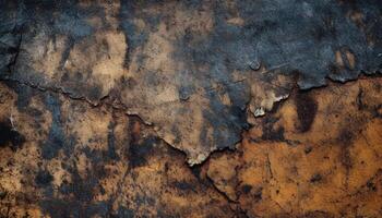 Rusty old metal wall with abstract grunge pattern and stains generated by AI photo