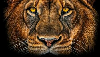 Majestic feline hunter, close up portrait of a big cat generated by AI photo