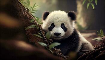 beauty panda bear wild animal scene ,generative AI photo