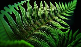 Fresh green fern frond growth in forest close up ,generative AI photo