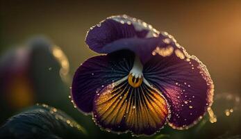 Nature elegance close up of purple orchid blossom generated by AI photo