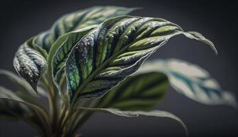 Green leaf veins captured in close up macro generated by AI photo