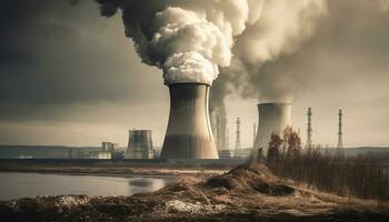electricidad generado por contaminación daña nuestra ambiente generado por ai foto