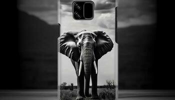 inalámbrico elefante deambula africano paisaje, señalización peligro generado por ai foto