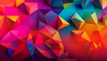 Geometric shapes in vibrant colors create mosaic design generated by AI photo