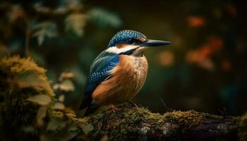 Multi colored bee eater perching on branch outdoors generated by AI photo