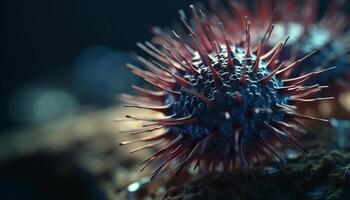 Sharp tentacles of small sea urchin striking generated by AI photo