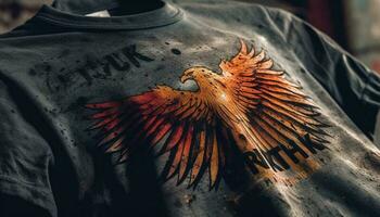 Flying hawk symbolizes strength and patriotism generated by AI photo