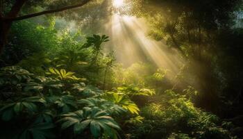 Tranquil scene of a tropical rainforest generated by AI photo