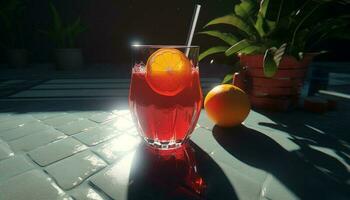 A refreshing citrus cocktail on a summer night generated by AI photo