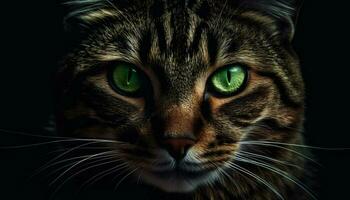 mullido gatito curioso con linda verde ojos generado por ai foto