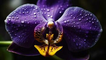 Elegant moth orchid, purple petal, delicate fragility generated by AI photo