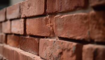 Old brick wall with textured pattern, surrounded by stone material generated by AI photo