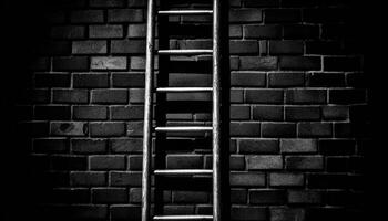 Clambering up the ladder of success, conquering adversity with determination generated by AI photo