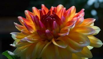 Vibrant petals of a single dahlia blossom in nature beauty generated by AI photo