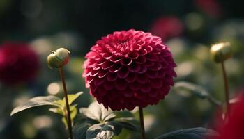 A vibrant bouquet of multi colored dahlias and gerbera daisies generated by AI photo