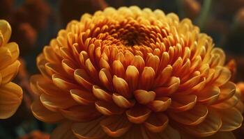 Vibrant yellow dahlia blossom, a macro beauty in nature generated by AI photo