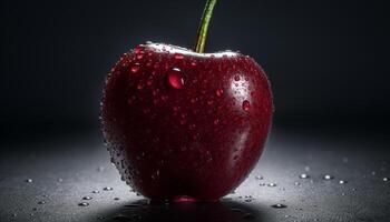 Juicy apple reflects nature freshness in a clean studio shot generated by AI photo