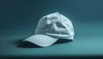 Blue baseball cap on clean background, symbol of sports equipment generated by AI photo