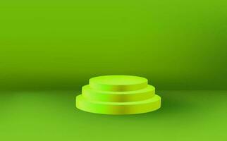 Empty 3d round  podium.Light green minimal wall scene.Abstract geometric platforms. vector