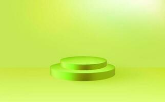 Empty 3d round  podium.Light green minimal wall scene.Abstract geometric platforms. vector