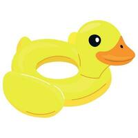 Summer Inflatable Rubber Ring in the Shape of a Duck. Cute Funny Cartoon Inflatable Duck Isolated on White vector