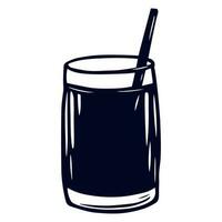 Illustration of Glass of Cola with Ice. Hand Drawn Vector Sketch of Summer Refreshing Drink