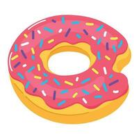 Summer Inflatable Rubber Ring in the shape of a donut. Cute Cartoon Inflatable Donut Isolated on White vector