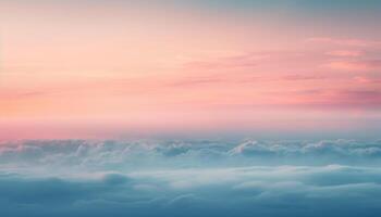 dramático cielo con mullido cúmulo nubes, un tranquilo escena encima generado por ai foto