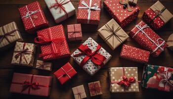 A heap of wrapped gift boxes, an abundance of love generated by AI photo